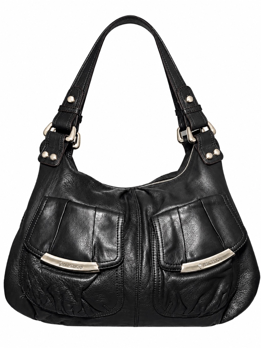 B Makowsky Black large Leather Hobo Shoulder Bag